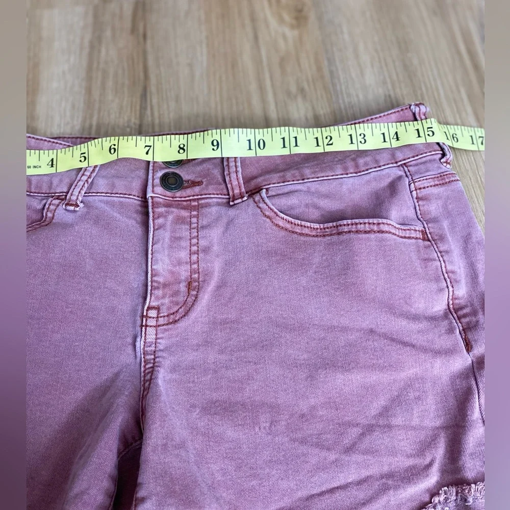 ❤️🙌SO! Raspberry Pink Favorite Midi Rise Denim Cropped Shorts - Picture 4 of 7